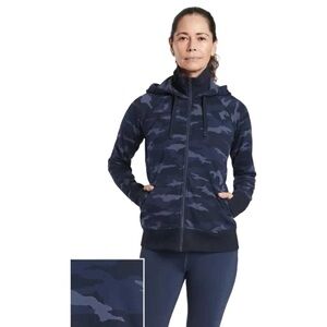 Athleta Navy Blie Camo Zip-Up Triumph  Hoodie large tall